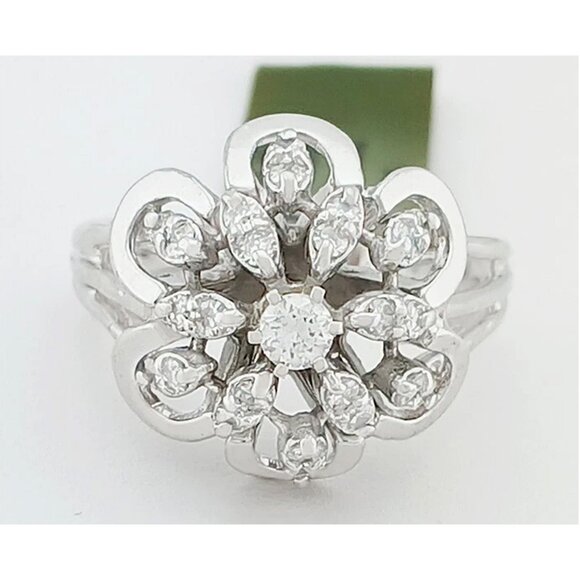 Genuine 0.62 Cts Cocktail Diamond Ring 14k White Gold - Picture 1 of 4